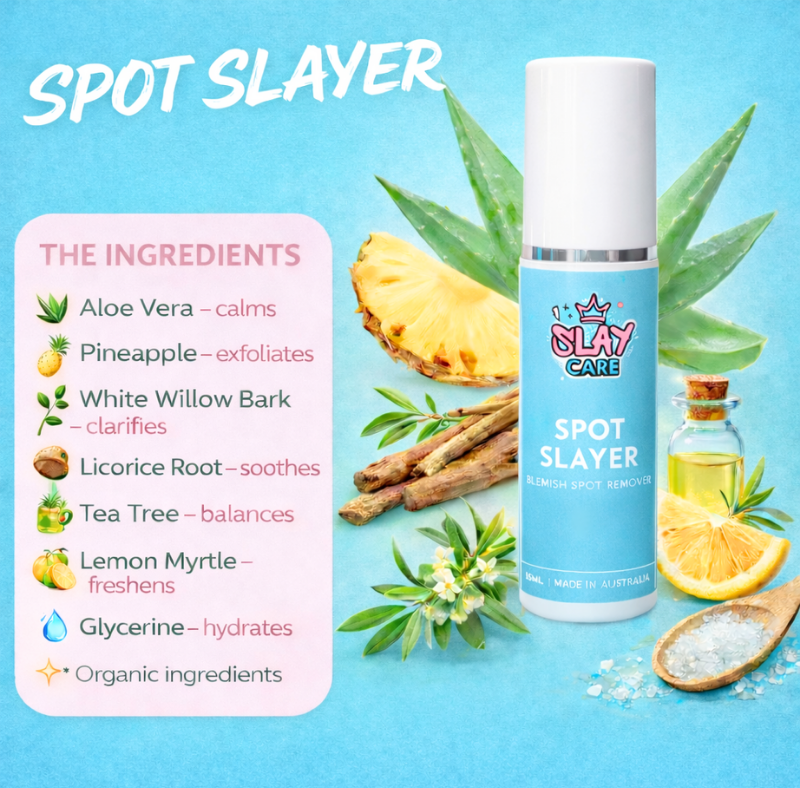 Tea tree oil ingredient used in Spot Slayer natural acne treatment for teens.